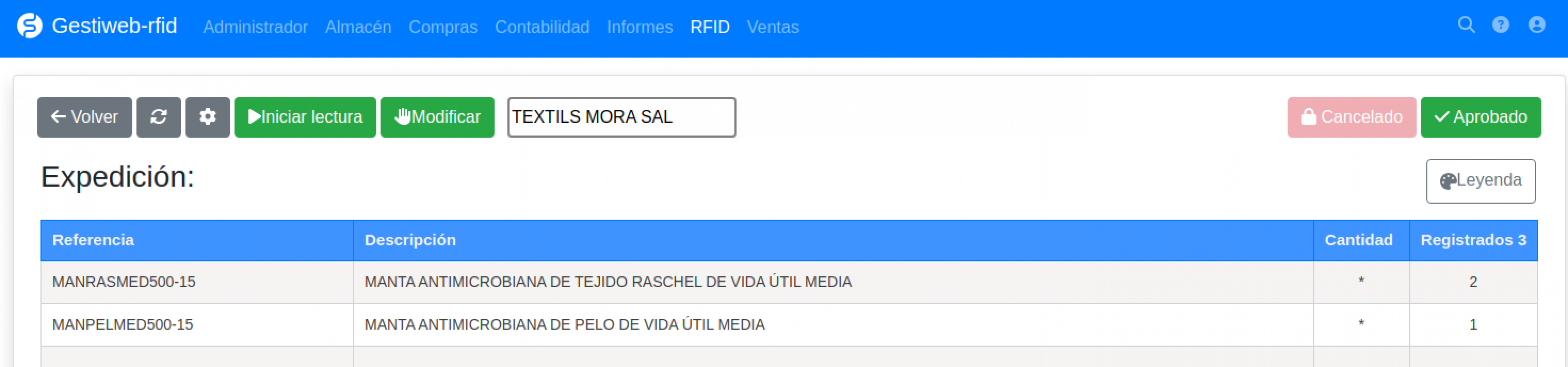 Software RFID lavandería comprobación de etiquetas de cliente en salida manual