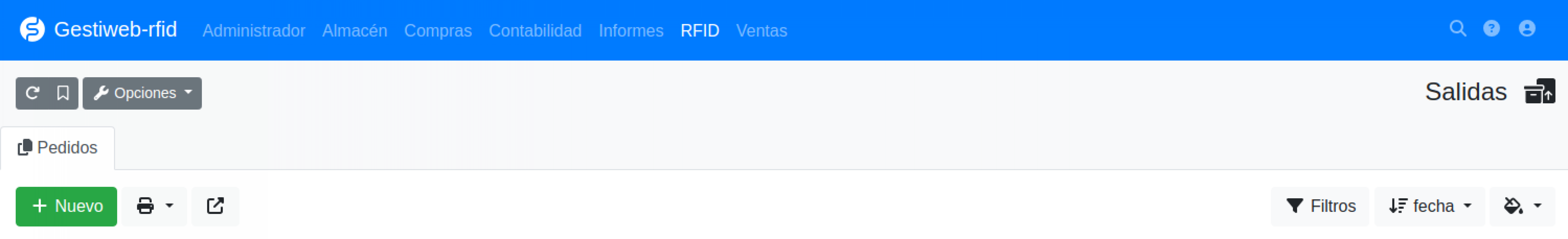 Software RFID lavandería albarán de salida manual