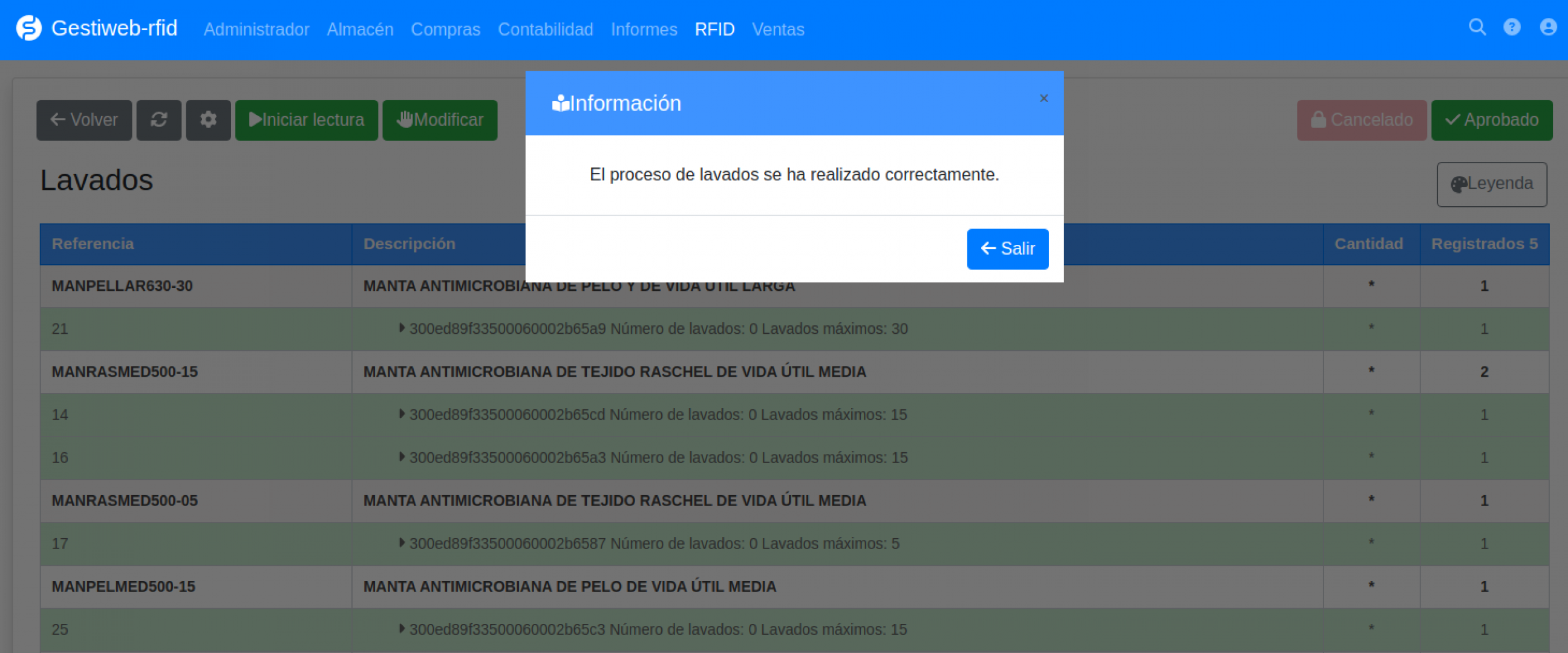 Software RFID comprobación de la asignación de prendas nuevas a los clientes