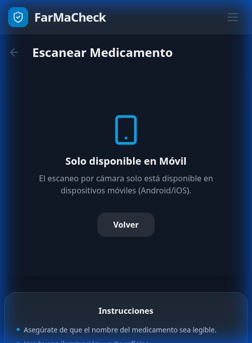 Escáner de medicamentos por cámara de FarmaCheck en el móvil