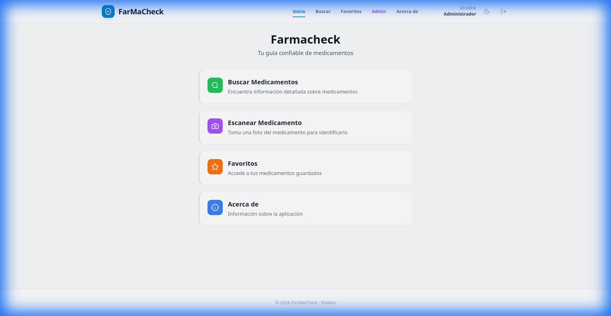 Panel principal de FarmaCheck en escritorio